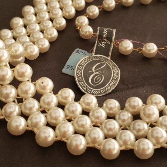 Genuine NWT Vintage 1940's Mid-Century EISENBERG PEARLS 4-Strand Pearl Belt - Picture 8 of 11